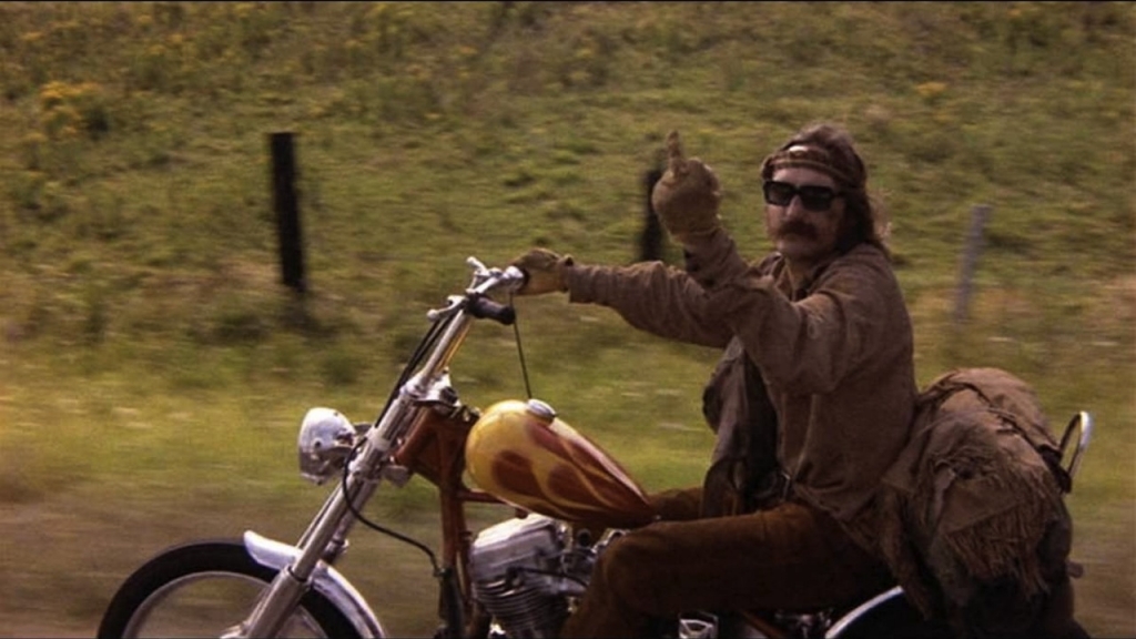 Kadrs no filmas “Bezrūpīgais braucējs" (Easy Rider, 1969)
