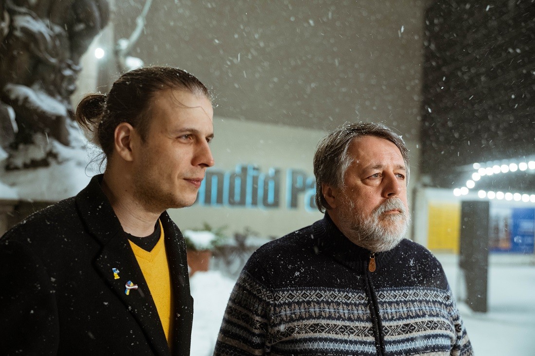 Jevhens Titarenko un Vitālijs Manskis festivāla "ArtDocFest / Riga" noslēgumā. Foto: Andrejs Strokins