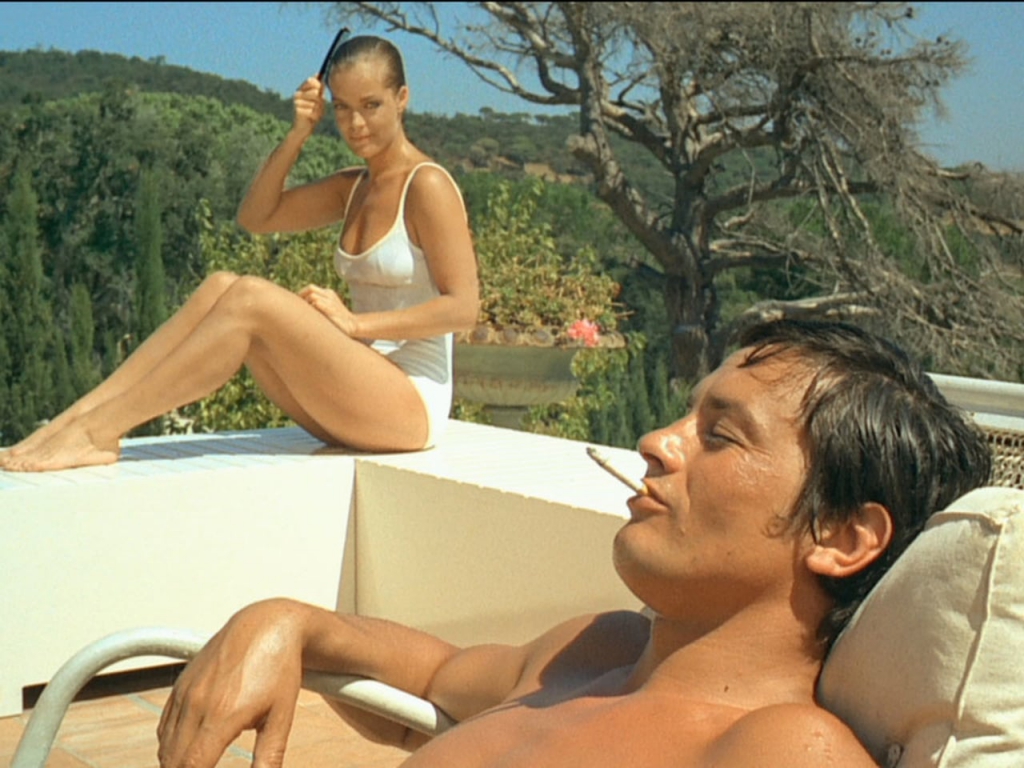 Romija Šneidere un Alēns Delons Žaka Dereja filmā "Baseins / La piscine" (1969)