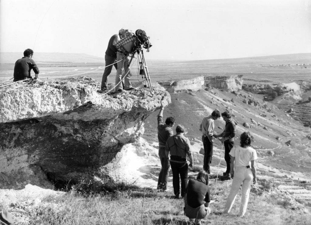 Filmas "Mirāža" (1983) uzņemšanas process. RKM krājums, foto: Uldis Ofkants.