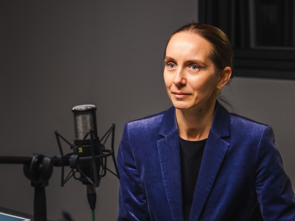 Žila Delēza darbu tulkotāja Dace Līdumniece. Foto: Daniels Joffe, Latvijas Radio