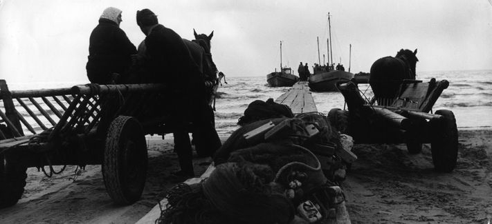 Kadrs no Aivara Freimaņa un Ivara Selecka pirmā kopīgā darba "Krasts" (1963). Foto no LKA Rīgas Kino muzeja krājuma